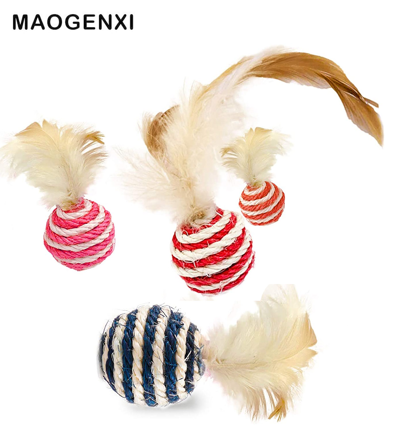 MAOGENXI 4Pcs Feather Balls Cat Toys Colorful Kitten Toy Accessories ...