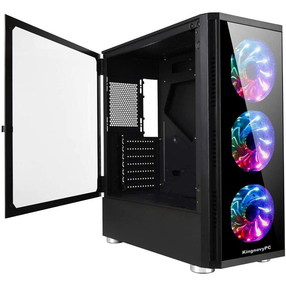 KingnovyPC Computer Chassis with 3 RGB Fans Computer Case, Mid Tower